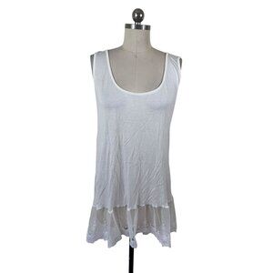 Misslook Tunic Tank Top Womens Small Ivory Lace Cottage Boho Fairy Lagenlook